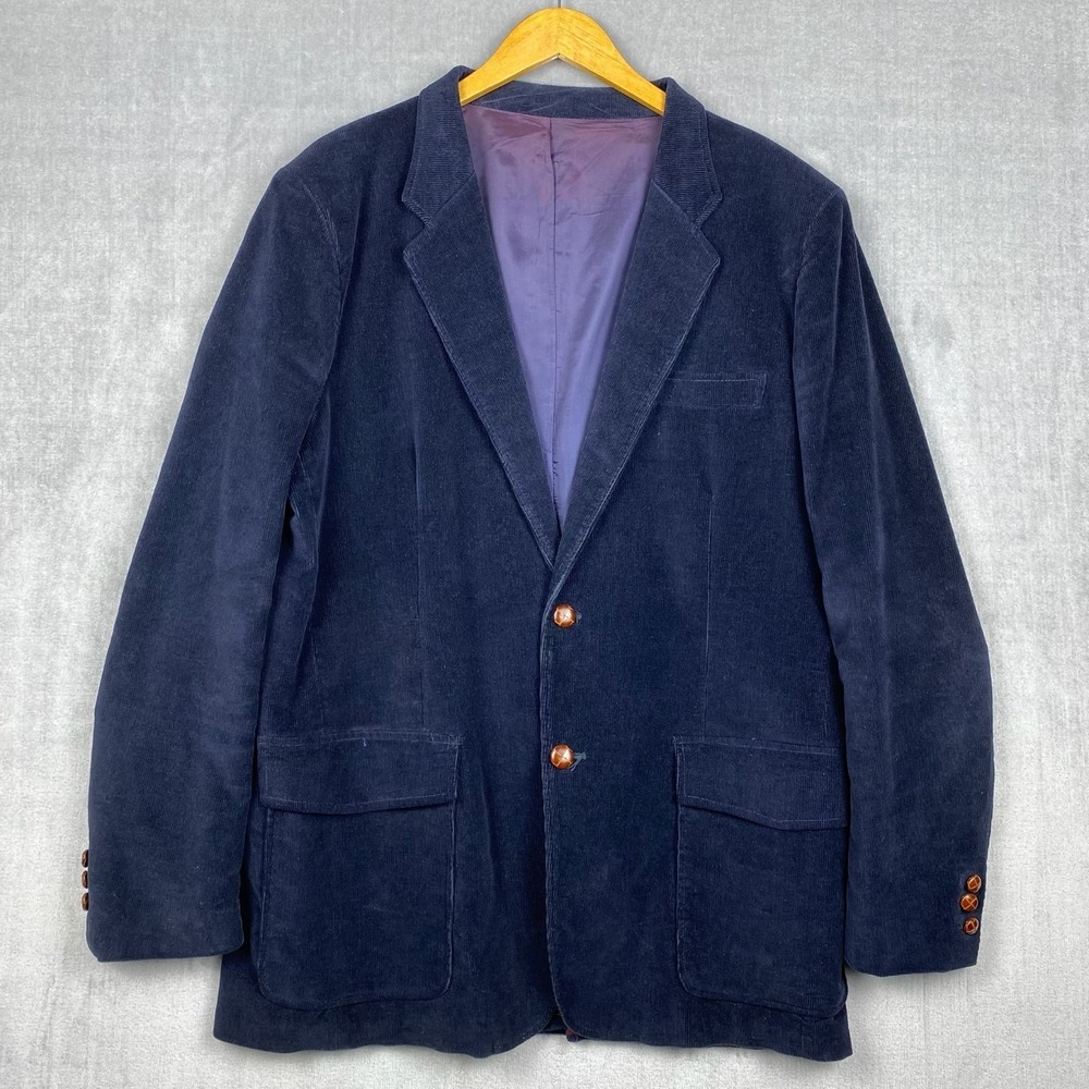 Vtg Windsor by Lee Mens Corduroy Sport Coat Size 46L Leather Buttons Made in USA